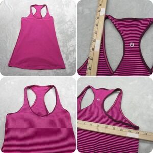Lululemon Shirt Womens 2 Pink Striped Racerback Scoop Neck Tank Top  Athletic